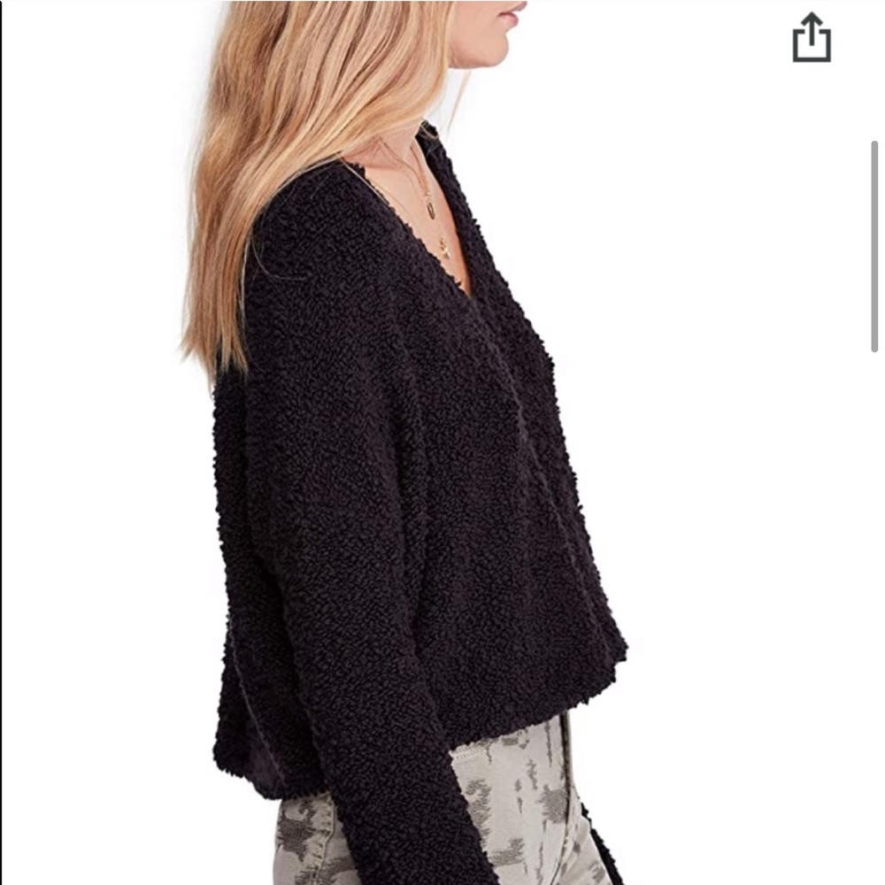 NWT Free People cropped black popcorn sweater XS - Picture 8 of 9